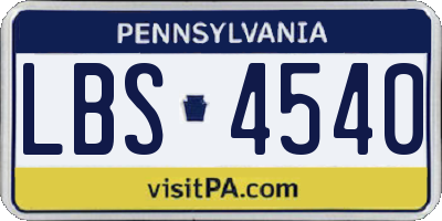 PA license plate LBS4540