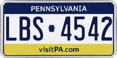 PA license plate LBS4542