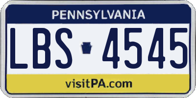 PA license plate LBS4545