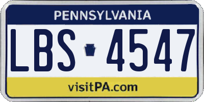 PA license plate LBS4547