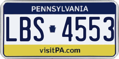 PA license plate LBS4553