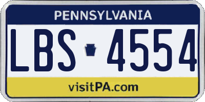 PA license plate LBS4554