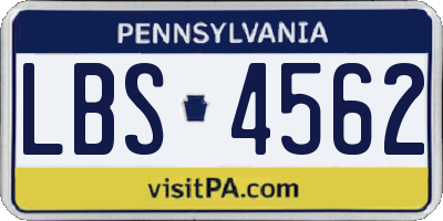 PA license plate LBS4562