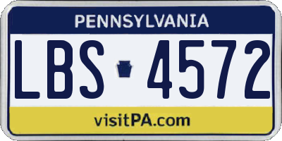 PA license plate LBS4572