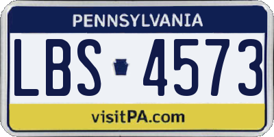 PA license plate LBS4573