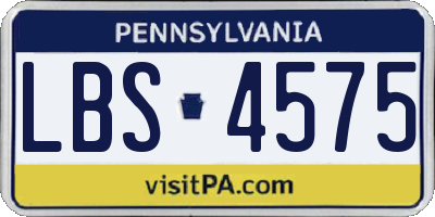 PA license plate LBS4575