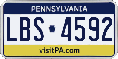 PA license plate LBS4592
