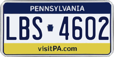 PA license plate LBS4602