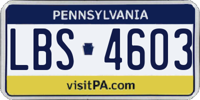 PA license plate LBS4603