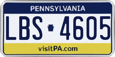 PA license plate LBS4605