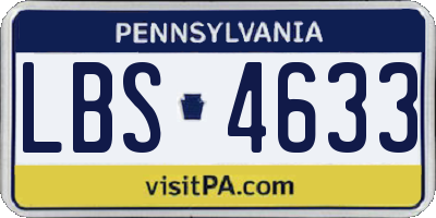 PA license plate LBS4633