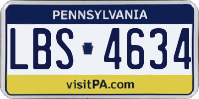 PA license plate LBS4634