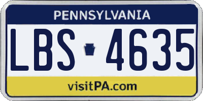 PA license plate LBS4635