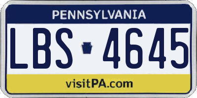 PA license plate LBS4645