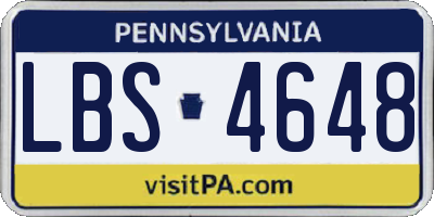 PA license plate LBS4648
