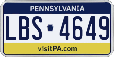 PA license plate LBS4649