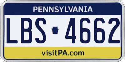 PA license plate LBS4662