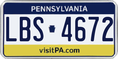 PA license plate LBS4672