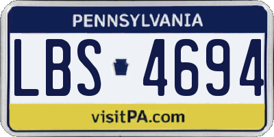 PA license plate LBS4694