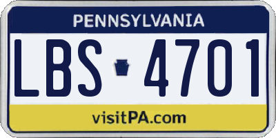 PA license plate LBS4701