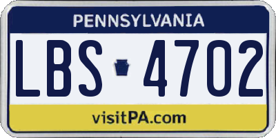PA license plate LBS4702