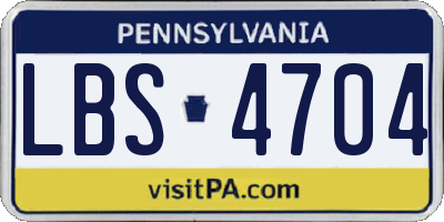 PA license plate LBS4704