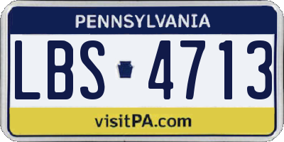 PA license plate LBS4713