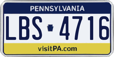 PA license plate LBS4716