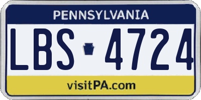 PA license plate LBS4724