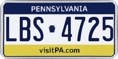 PA license plate LBS4725