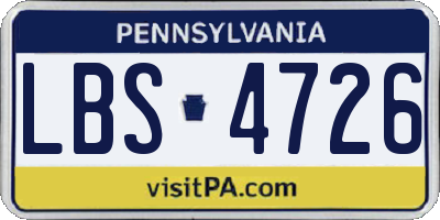 PA license plate LBS4726