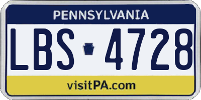 PA license plate LBS4728