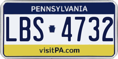 PA license plate LBS4732