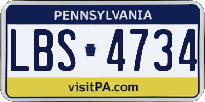 PA license plate LBS4734