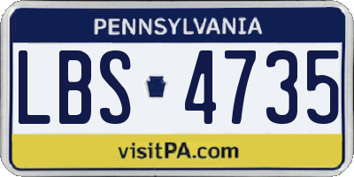 PA license plate LBS4735