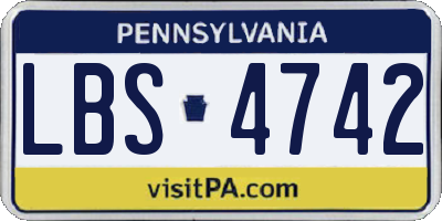 PA license plate LBS4742