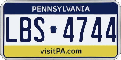 PA license plate LBS4744