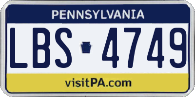 PA license plate LBS4749
