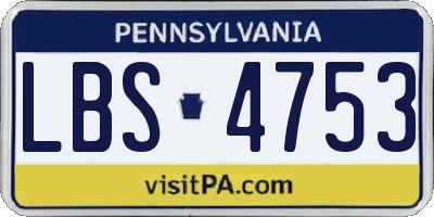 PA license plate LBS4753