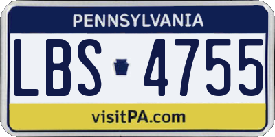 PA license plate LBS4755