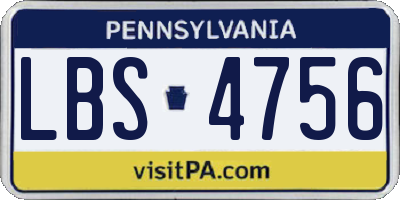 PA license plate LBS4756