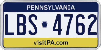 PA license plate LBS4762