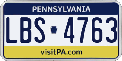PA license plate LBS4763