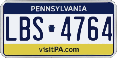 PA license plate LBS4764