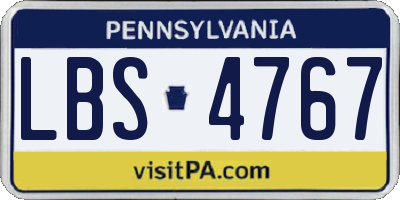 PA license plate LBS4767