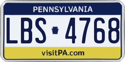 PA license plate LBS4768