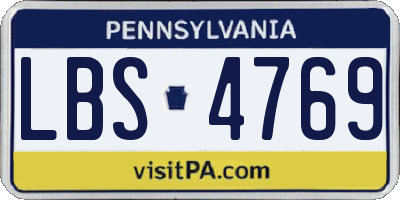 PA license plate LBS4769
