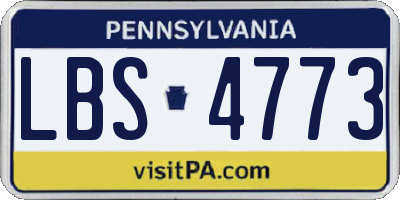 PA license plate LBS4773
