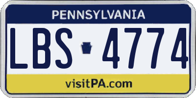 PA license plate LBS4774