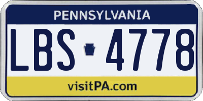 PA license plate LBS4778
